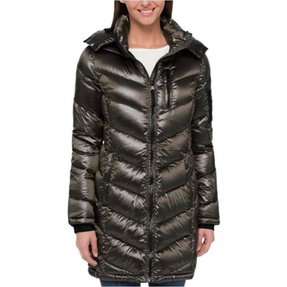 Andrew Marc Black Packable Lightweight Duck Down Puffer Coat Size Small